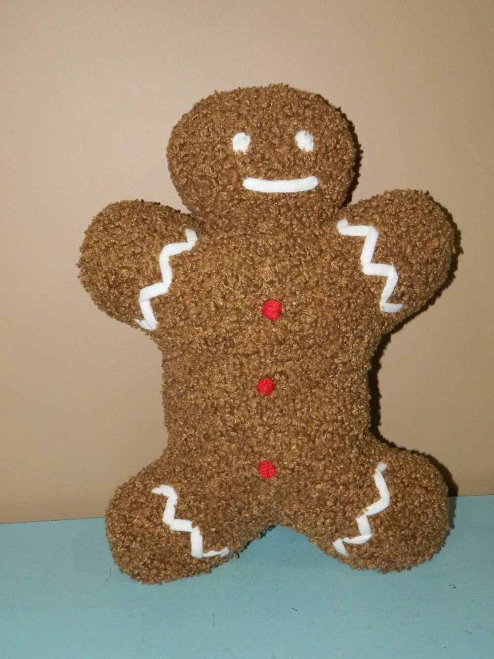 Pottery Barn Mr. Spice Cozy Plush Teddy Gingerbread Man Shaped Pillow